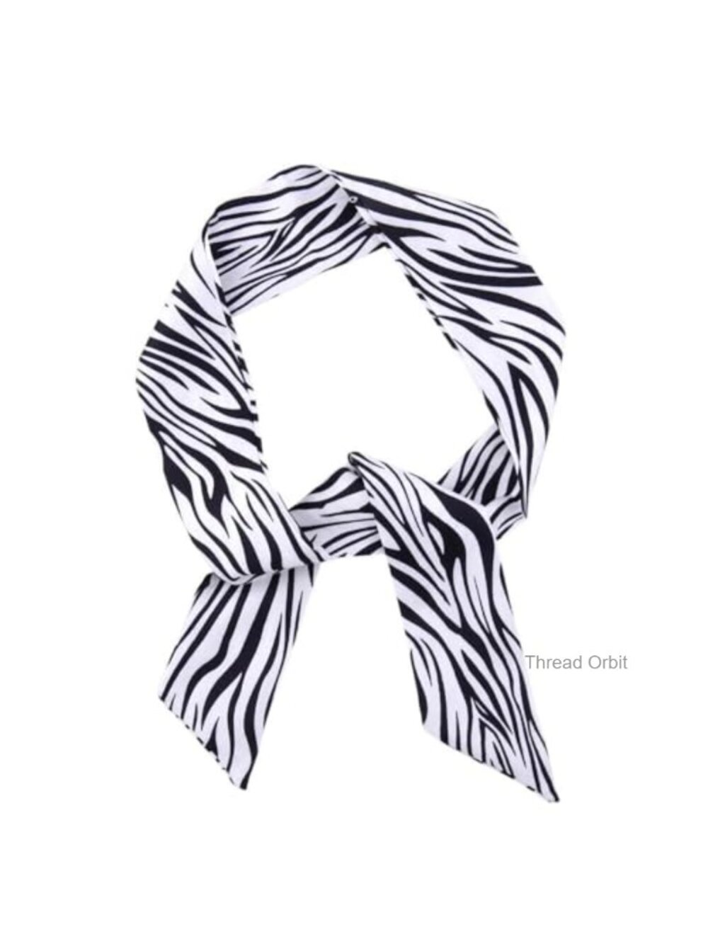 Silk Zebra Print Scarf Skinny Neckerchief Hair Tie Bag Handle
